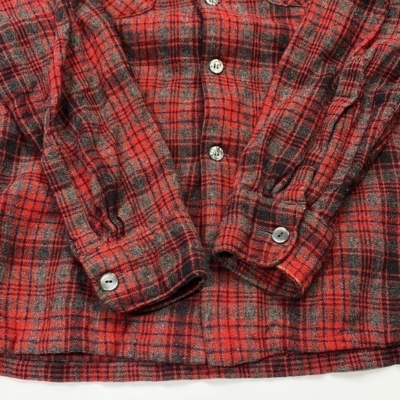 Vintage JCPenney TowncrafT Plus Wool Red Plaid Button Up Shirt - Picture 5 of 5